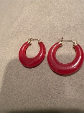 Amber Jade Crescent Hoop Earrings - Women's Jewelry